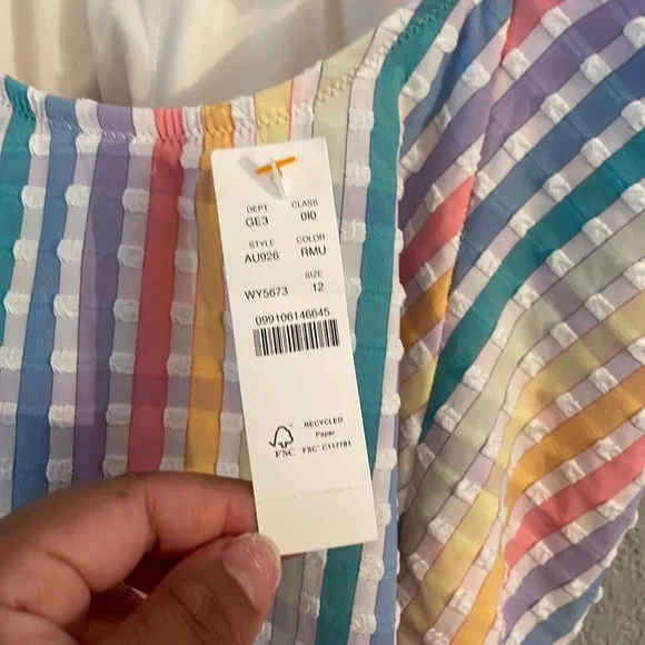 NWT J. crew size rainbow gingham one piece swim suit style AU926